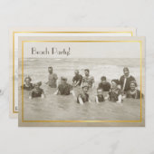 Invitation Photo vintage du Beach Party (Devant / Derrière)