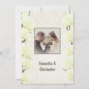 Invitation photo vintage jaune mariage
