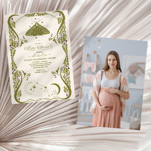 Invitation Photo Vintage papillon céleste Baby shower