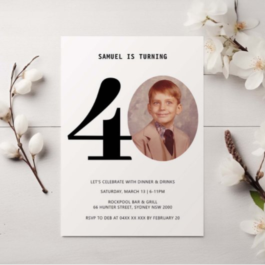 Invitation photo vintage portée 40e anniversaire