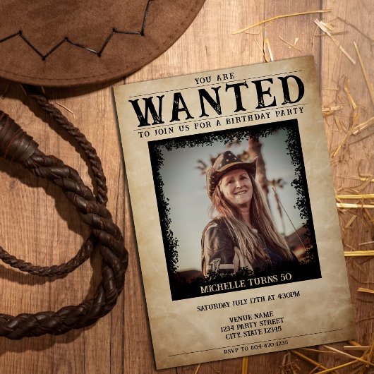 Invitation Photo vintage Poster Recherché 50e fête d'annivers