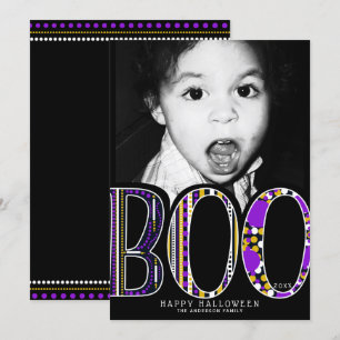 Invitation Photo violet orange de type Boo fantaisiste Hallow