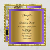 Invitation Photo violette 40e anniversaire fête Elegant Gold (Devant / Derrière)