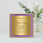 Invitation Photo violette 40e anniversaire fête Elegant Gold (Debout devant)