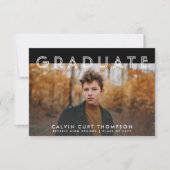 Invitation Photo virtuelle moderne Black Graduation pour garç (Devant)
