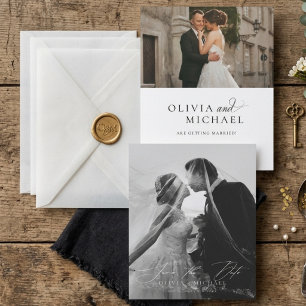 Invitation Photo Voile Calligraphie Noir Blanc Mariage