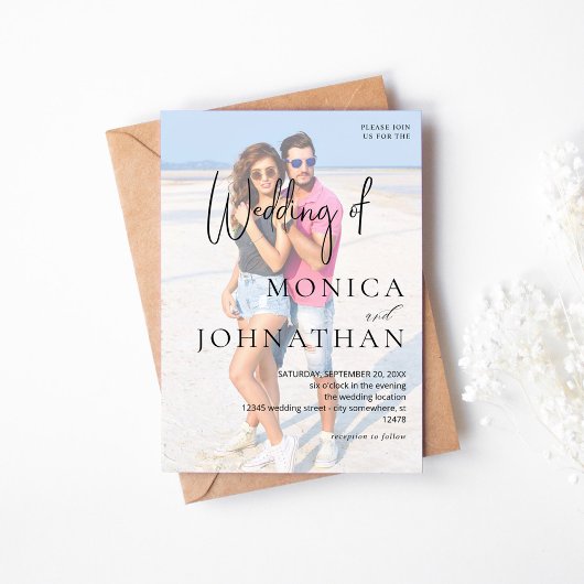 Invitation Photo VS Black & W Mariage moderne