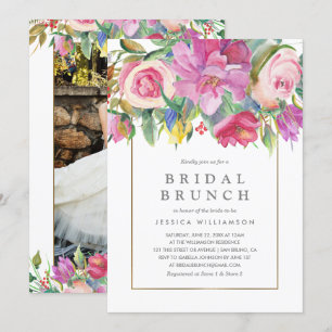 Invitation Photo Watercolor Floral Bridal Brunch