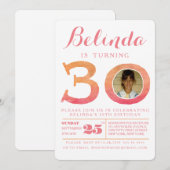 Invitation photo Watercolor Ombre 30th Birthday Pa (Devant / Derrière)