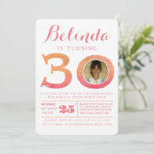 Invitation photo Watercolor Ombre 30th Birthday Pa (Debout devant)