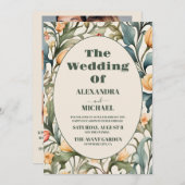 Invitation Photo Watercolor Tulips William Morris Mariage (Devant / Derrière)