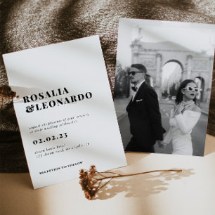 Invitation Photo Wedding moderne de l'Elegant Black and White