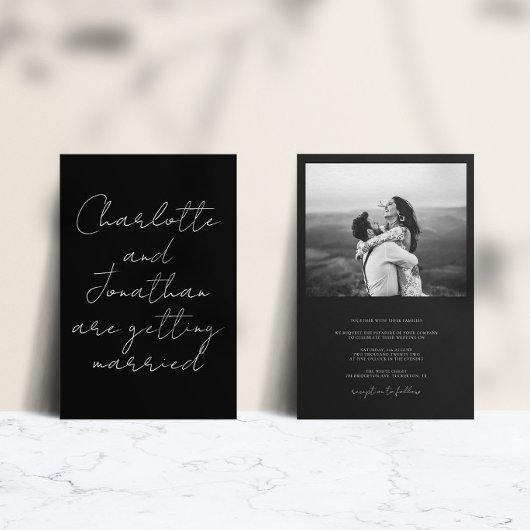 Invitation Photo Wedding moderne de l'Elegant Black and White