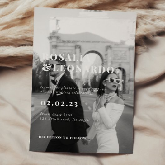 Invitation Photo Wedding moderne de l'Elegant Black and White