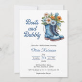 Invitation Photo Western Blue Boots & Bubbly Bridal Shower  (Devant)