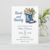 Invitation Photo Western Blue Boots & Bubbly Bridal Shower  (Debout devant)