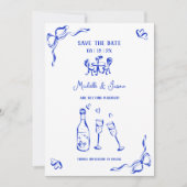 Invitation Photo Whimsical Blue Main unique tirée française B (Devant)