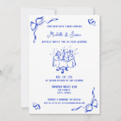 Invitation Photo Whimsical Blue Main unique tirée française B (Devant)