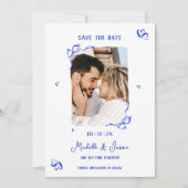 Invitation Photo Whimsical Blue Main unique tirée française B (Devant)