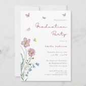 Invitation Photo Whimsical Floral Butterfly Graduation Party (Devant)