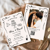 Invitation Photo Whimsical Funky Hand Draky Mariage de code Q