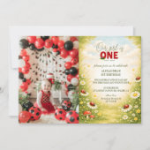 Invitation Photo Whimsical Garden Lady Bug 1st Birthday (Devant)