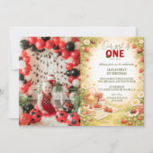 Invitation Photo Whimsical Meadow Lady Bug 1st Birthday (Devant)