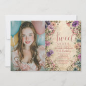 Invitation Photo Whimsical Pastel Wildflower Sweet 16 (Devant)