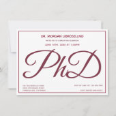 Invitation Photo White Burgundy Ph.D. (Devant)