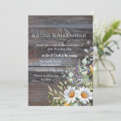 Invitation Photo White Daisy Code QR Mariage (Debout devant)