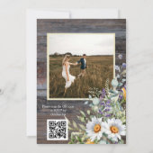 Invitation Photo White Daisy Code QR Mariage (Dos)