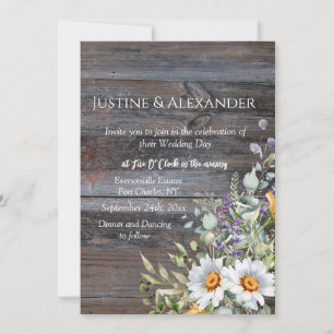 Invitation Photo White Daisy Code QR Mariage