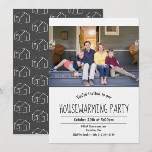 Invitation Photo White Grey Houclier