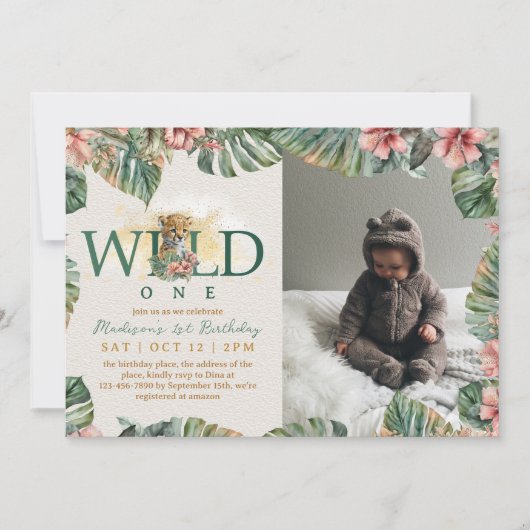 Invitation Photo Wild One Baby Boy Premier anniversaire (Devant)