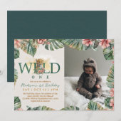 Invitation Photo Wild One Baby Boy Premier anniversaire (Devant / Derrière)