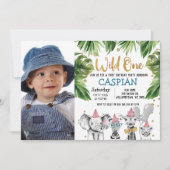 Invitation Photo Wild One Safari 1er anniversaire (Devant)