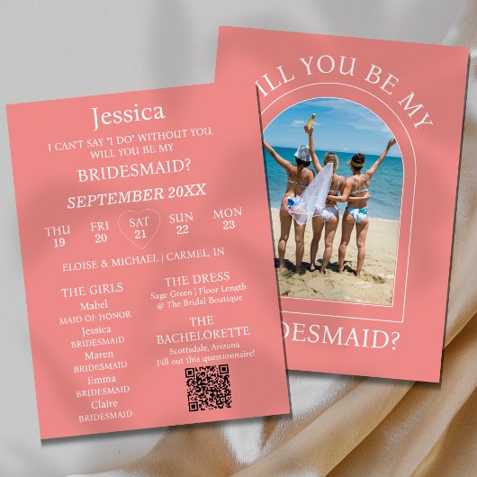 Invitation Photo Will You Be My Bridesmaid Proposal Card