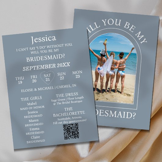 Invitation Photo Will You Be My Bridesmaid Proposal Card