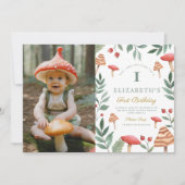 Invitation Photo Woodland forest musroom Premier anniversaire (Devant)