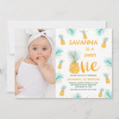Invitation Photo Yellow Sweet One Ananas 1er anniversaire (Devant)