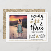 Invitation photo Young Wild et Trois ans (Devant / Derrière)