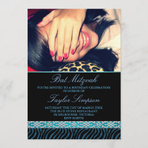 Invitation Photo Zebra Imprimer Bat mitzvah Anniversaire invi