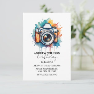 Invitation photographe à l'appareil photo aquarelle ANNIVERSA