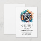 Invitation photographe caméra aquarelle ANNIVERSAIRE (Devant / Derrière)