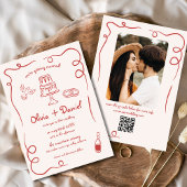 Invitation Photographie à main blanche Code QR Mariage rouge