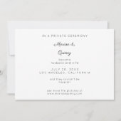 Invitation Photographie chic et typographie des jeunes mariés (Dos)