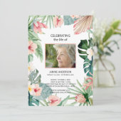 Invitation Photographie de célébration de la vie à fleurs tro (Debout devant)