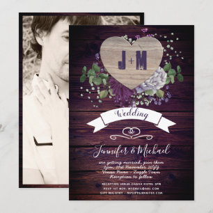 Invitation Photographie de coeur rustique Mariage Inviter Boi