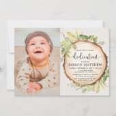 Invitation Photographie de dédicace de bois rustique (Devant)