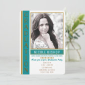Invitation Photographie de fin d'études supérieures Turquoise (Debout devant)